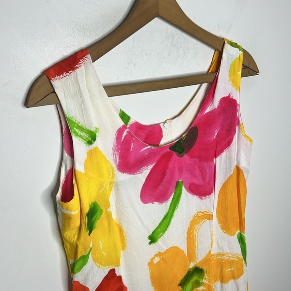Jams World Floral Tank Dress M Bright Tropical Hibiscus Print Made in Hawaii - Picture 4 of 11
